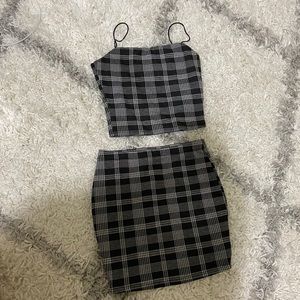 Livefab Plaid Skirt Set